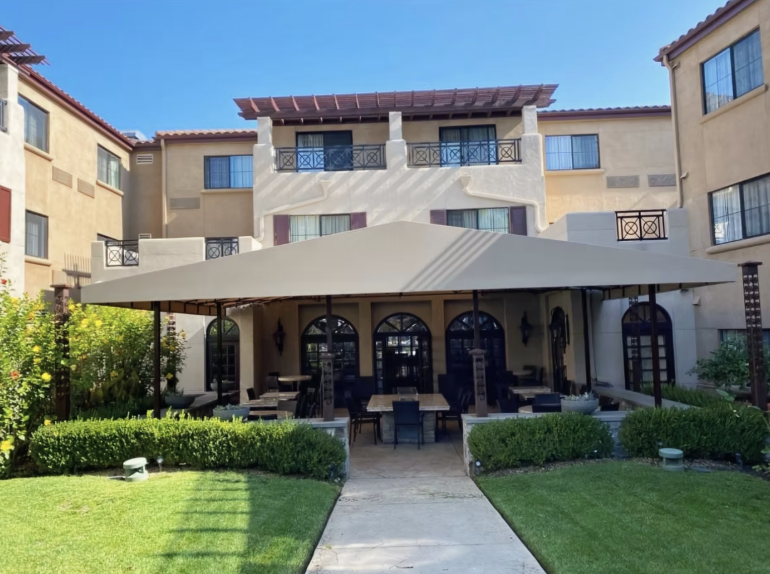 Restaurant Patio Red Awning