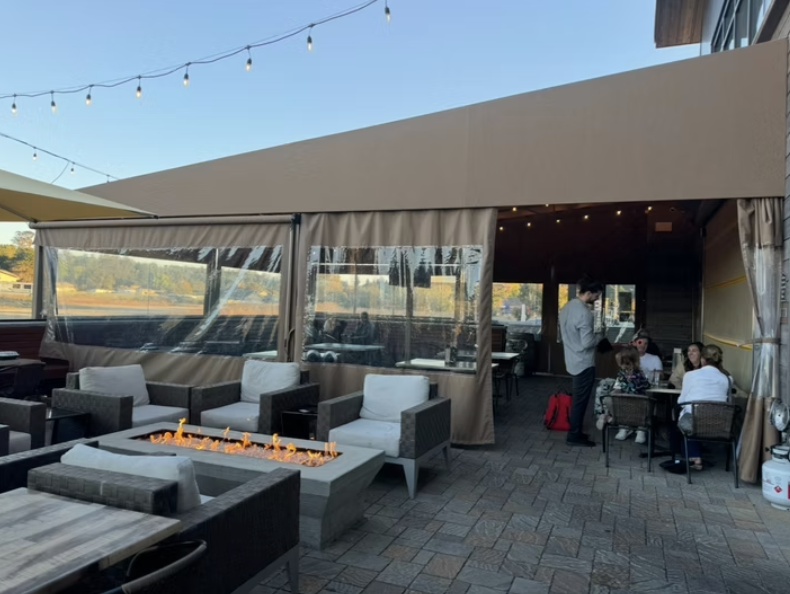 Patio with Retractable Curtains